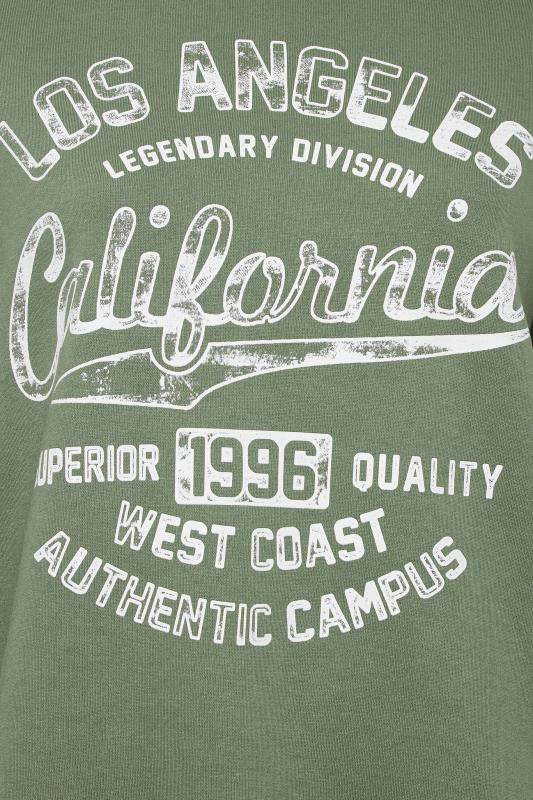 YOURS Plus Size Curve Khaki Green 'California' Slogan Sweatshirt | Yours Clothing  4