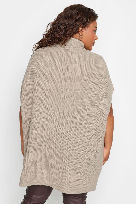 YOURS Plus Size Stone Brown High Neck Knitted Vest Top | Yours Clothing 4