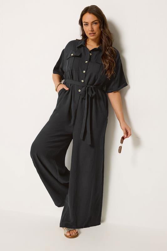  LIMITED COLLECTION - Overall met korte mouwen en wijde pijpen in zwart