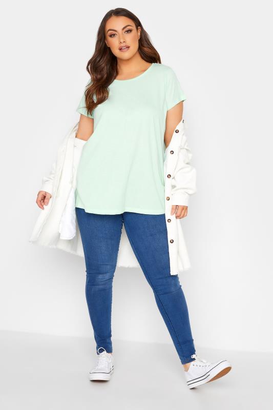 Plus Size Mint Green Grown On Sleeve T-Shirt | Yours Clothing 2