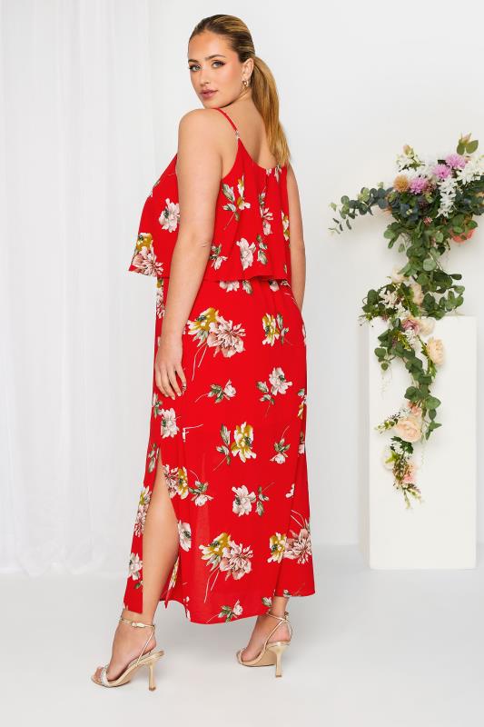 YOURS LONDON Curve Red Floral Overlay Maxi Dress | Yours Clothing 3