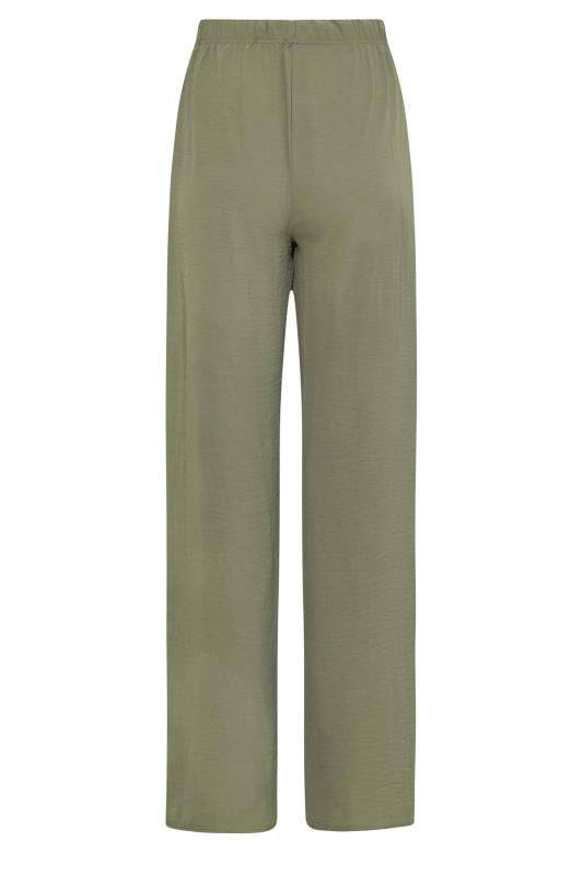 LTS Tall Khaki Green Crepe Wide Leg Trousers | Long Tall Sally 6