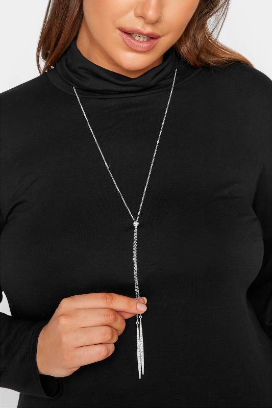 Silver Diamante Teardrop Necklace | Yours Clothing 1