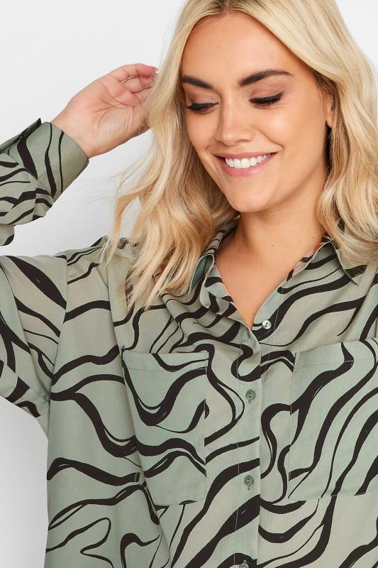 YOURS Plus Size Green Swirl Print Shirt | Yours Clothing 4