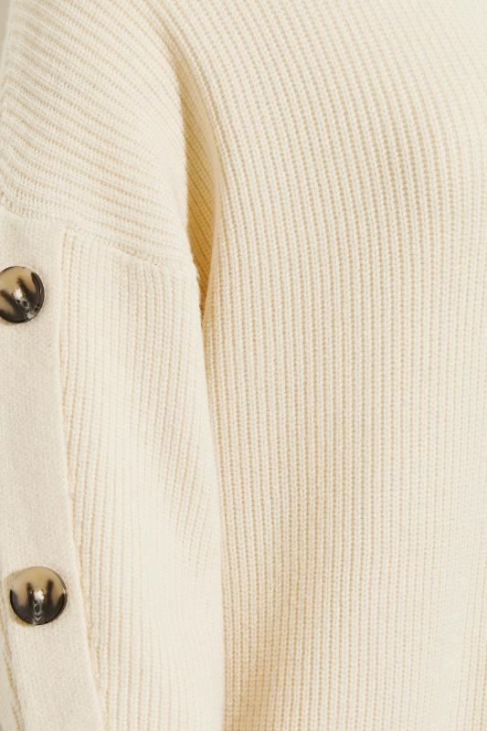 LTS Tall Ivory White Button Sleeve Jumper 5