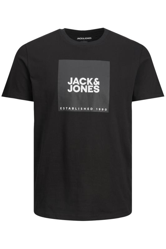 JACK & JONES Big & Tall Black Square Logo T-Shirt | BadRhino 2