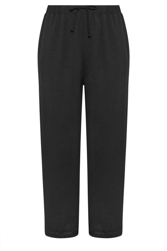 YOURS Plus Size Black Stretch Jersey Wide Leg Trousers | Yours Clothing 5