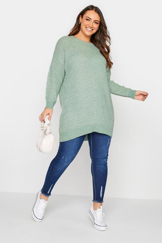 Plus Size Curve Mint Green Essential Knitted Jumper | Yours Clothing 2