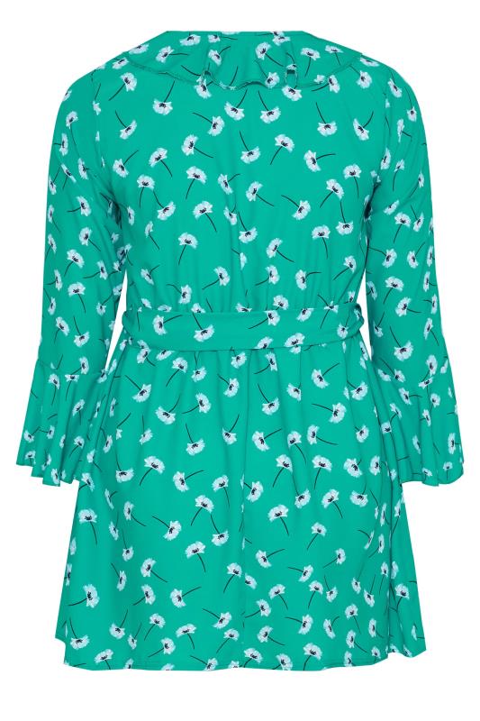 YOURS LONDON Curve Green Floral Ruffle Wrap Top_Y.jpg