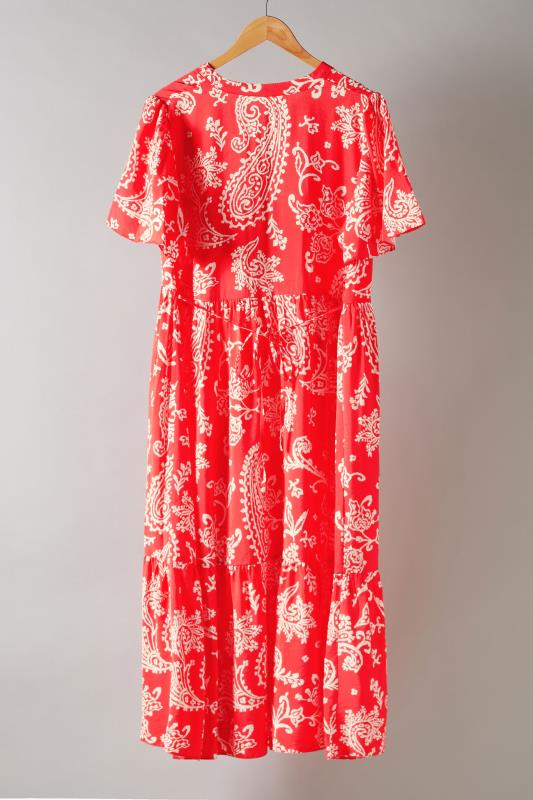 EVANS Plus Size Red & White Paisley Print Midi Shirt Dress | Evans 7
