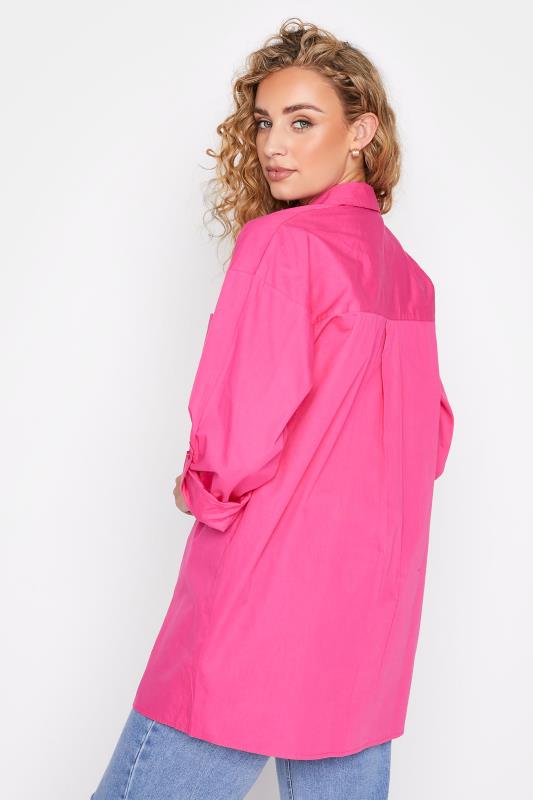 LTS Tall Hot Pink Oversized Cotton Shirt 4