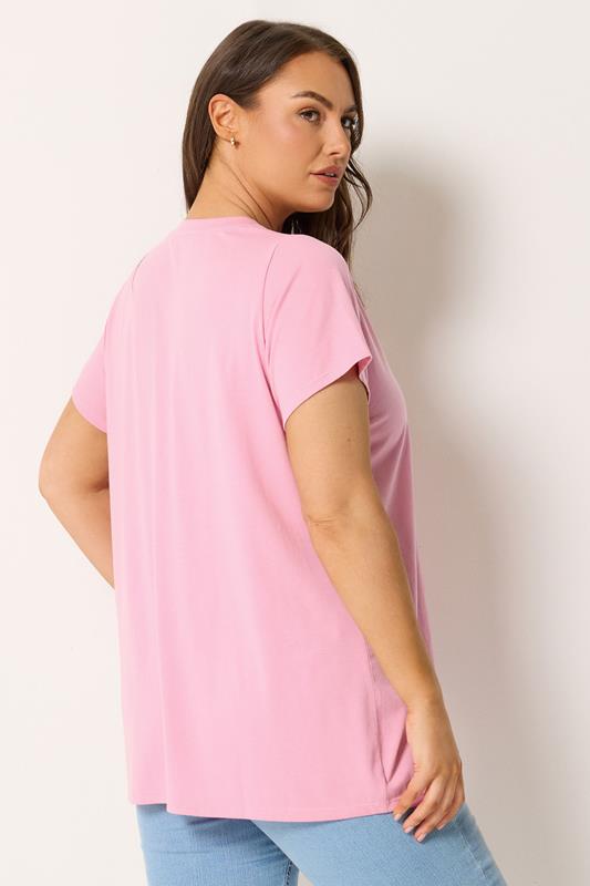 YOURS Plus Size Pink Short Sleeve Core T-Shirt | Yours Clothing 2