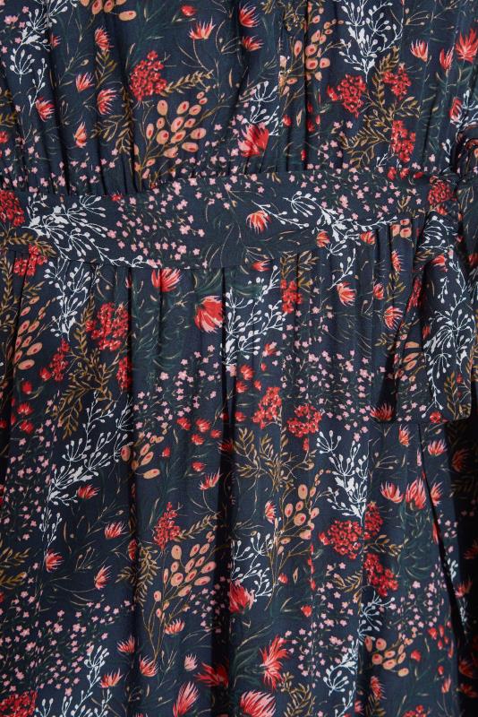 LTS Tall Black Mini Floral Frill Maxi Dress 5