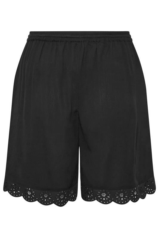 LIMITED COLLECTION Plus Size Black Broderie Anglaise Trim Shorts | Yours Clothing 6