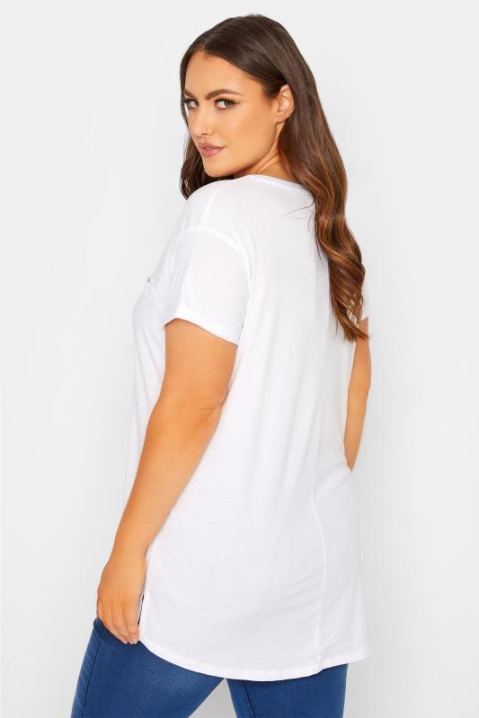 YOURS FOR GOOD Curve White Cotton Blend Pocket T-Shirt 3