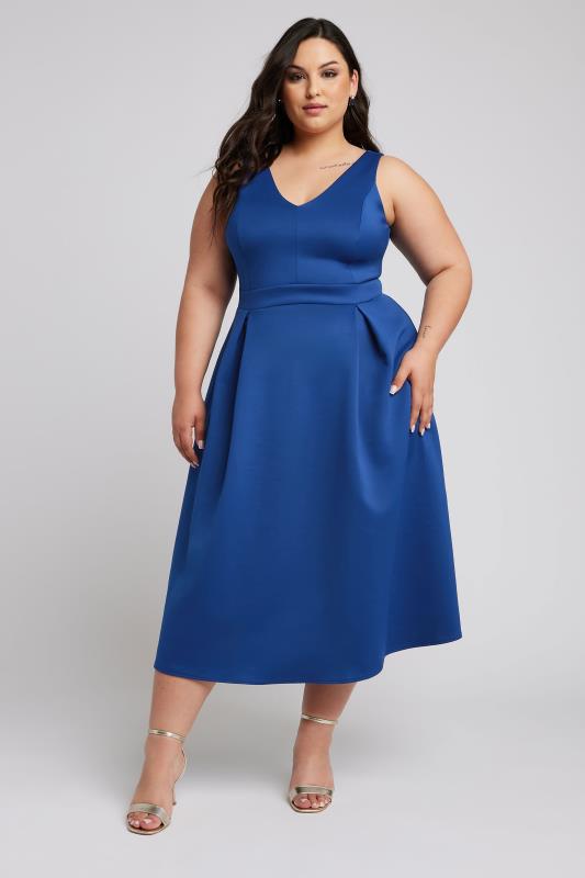 YOURS LONDON Plus Size Blue Pleat Dress | Yours Clothing 4