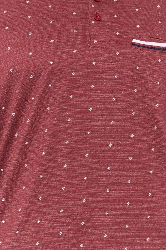 KAM Big & Tall Burgundy Red Dobby Print Long Sleeve Polo Shirt | BadRhino 2