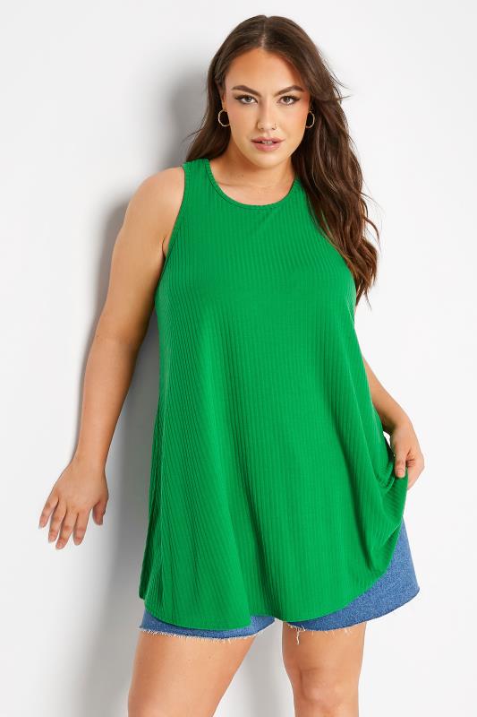 Plus Size  LIMITED COLLECTION Curve Apple Green Racer Back Swing Vest Top