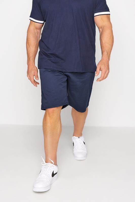 KAM Big & Tall Navy Blue Stretch Chino Shorts | BadRhino  1