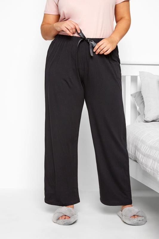 Plus Size Black Basic Cotton Pyjama Bottoms | Yours Clothing 2