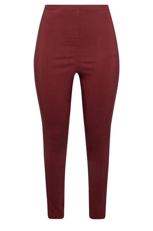 Curve Plus Size Burgundy Red Bengaline Pull On Stretch Trousers - Petite 4