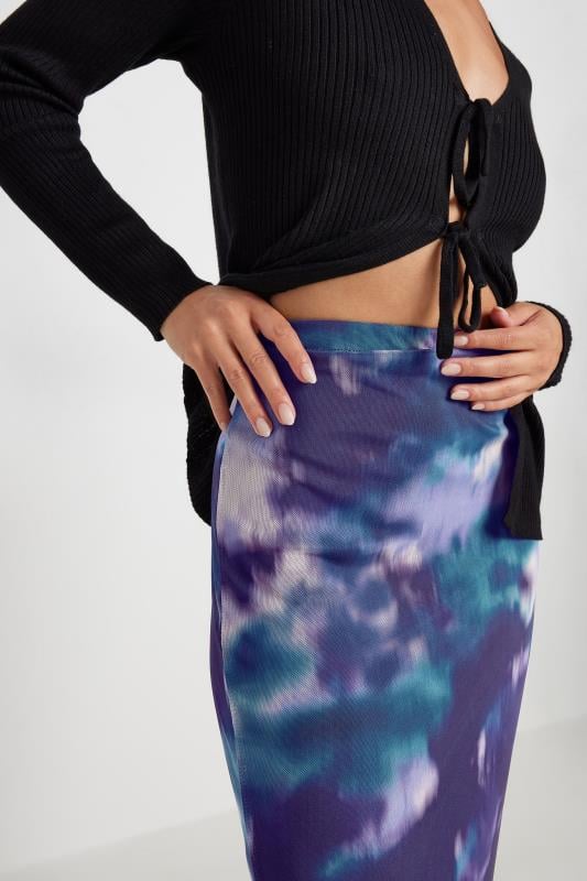 PixieGirl Purple Tie Dye Print Mesh Maxi Skirt | PixieGirl  4