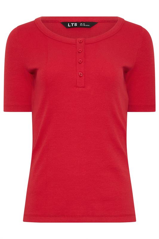 LTS Tall Red Ribbed Cotton T-Shirt | Long Tall Sally 5