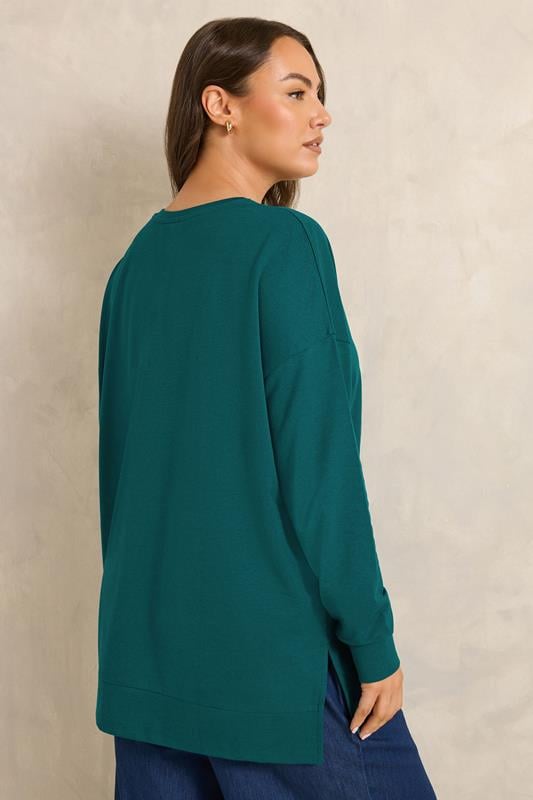 EVANS Plus Size Teal Green Luxe Sweatshirt | Evans 2