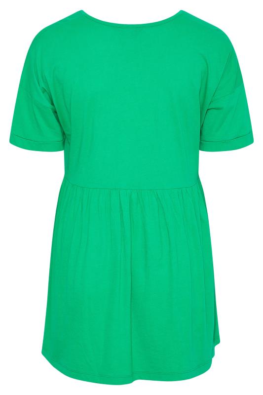 Plus Size Bright Green Drop Shoulder Peplum Top | Yours Clothing 6