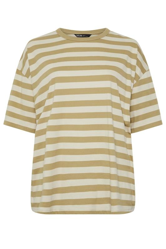 YOURS Plus Size Natural Brown & Cream Boxy T-Shirt | Yours Clothing 5