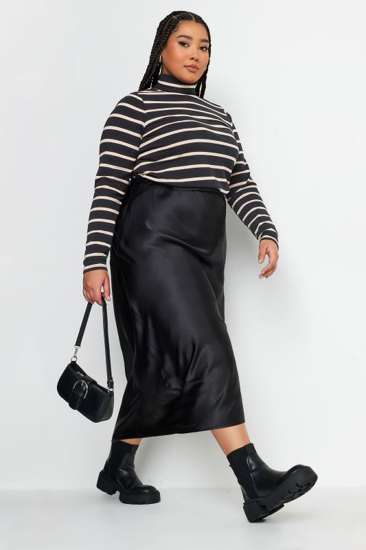 YOURS Plus Size Black Stripe Turtle Neck Top | Yours Clothing 3