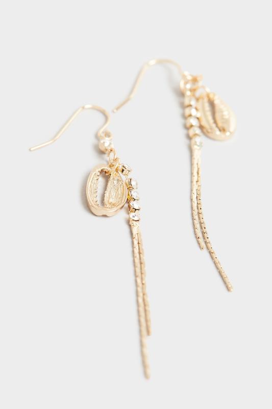 Gold Shell Tassel Long Earrings | Yours Clothing 3