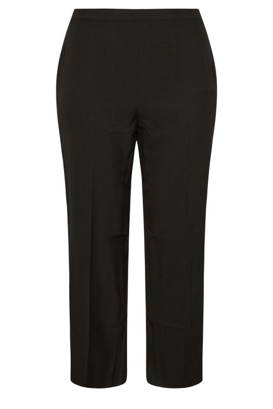 Plus Size Black Elasticated Stretch Straight Leg Trousers | Yours Clothing 5