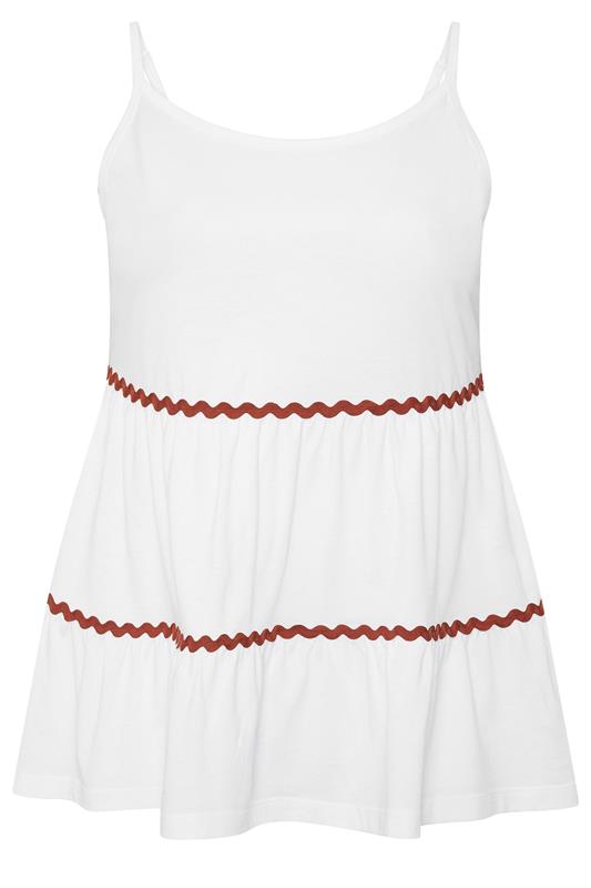 YOURS Plus Size White Tiered Trim Vest Top | Yours Clothing 5
