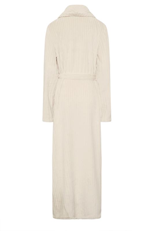 LTS Tall Cream Ribbed Maxi Dressing Gown | Long Tall Sally  7
