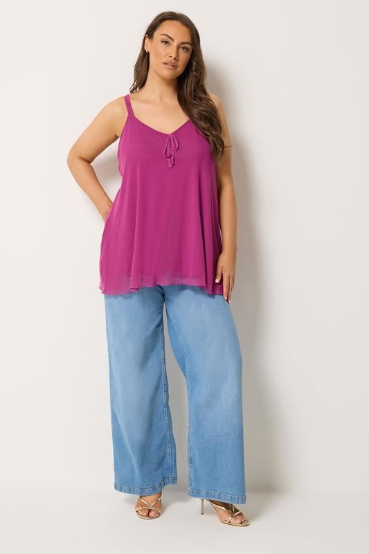YOURS Plus Size Pink Mesh Vest Top | Yours Clothing 1