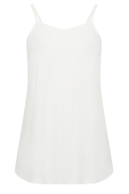 YOURS Curve Plus Size White Ribbed Swing Cami Vest Top | Yours Clothing  6