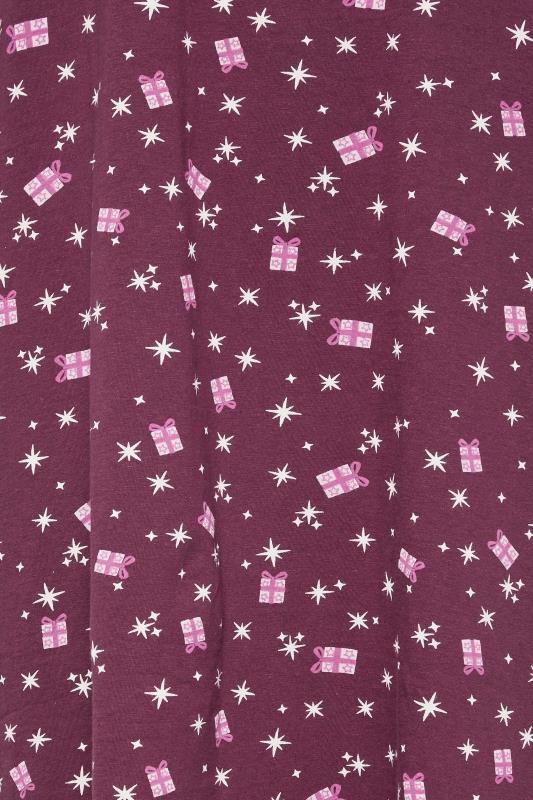 YOURS Curve Berry Red Red Star & Gift Print Christmas Nightdress | Yours Clothing 7