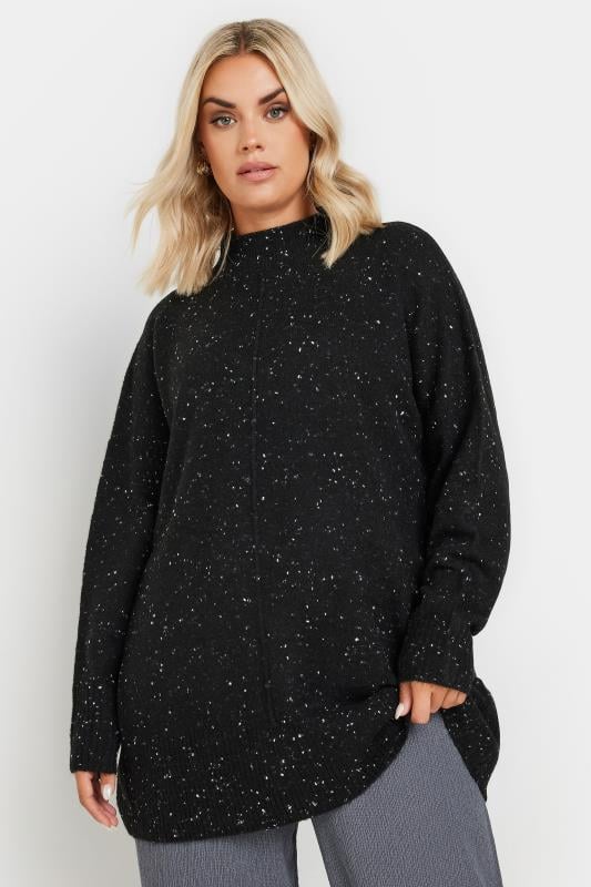  YOURS Curve Black Speckled High Neck Seam Jumper