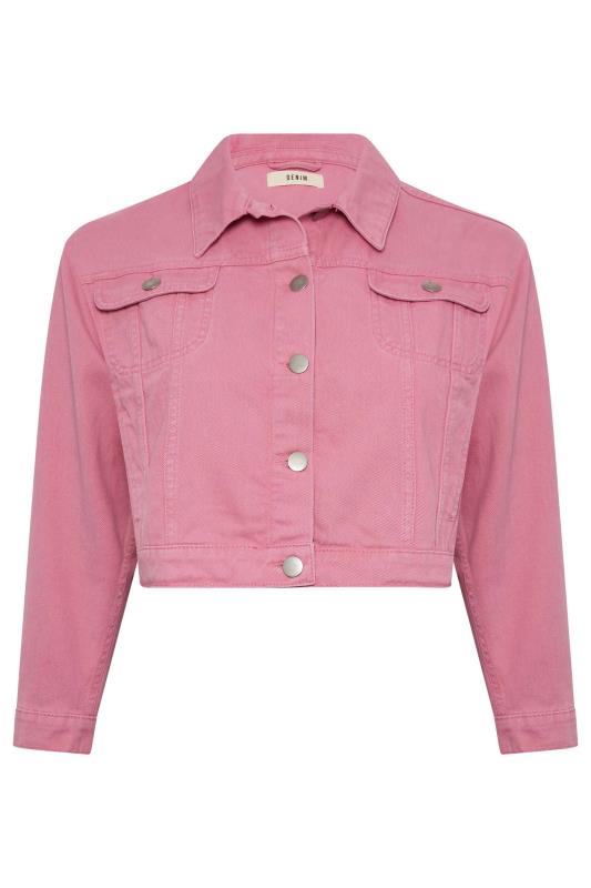 YOURS Plus Size Pink Cropped Denim Jacket | Yours Clothing 7