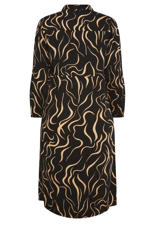 YOURS Plus Size Black Abstract  Print Long Sleeve Midaxi Shirt Dress | Yours Clothing 7
