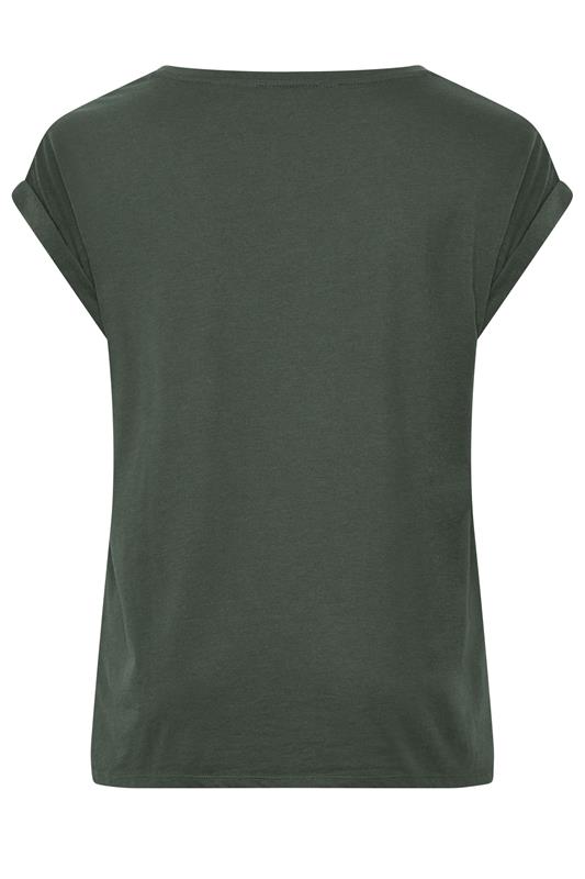 YOURS Plus Size Khaki Green V Neckline T-Shirt | Yours Clothing 6