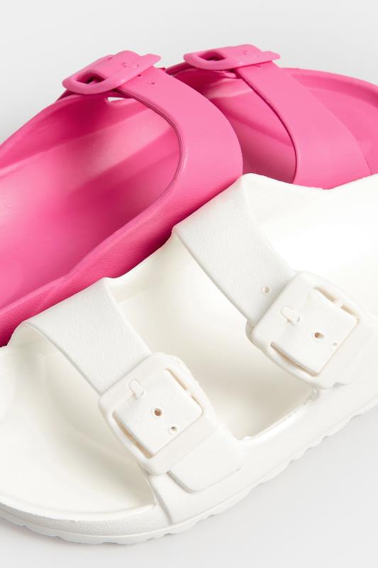 PixieGirl Pink Two Strap Sliders In Standard Fit | PixieGirl 6
