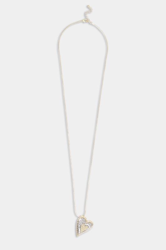 Gold & Silver Long Heart Pendant Necklace | Yours Clothing  2