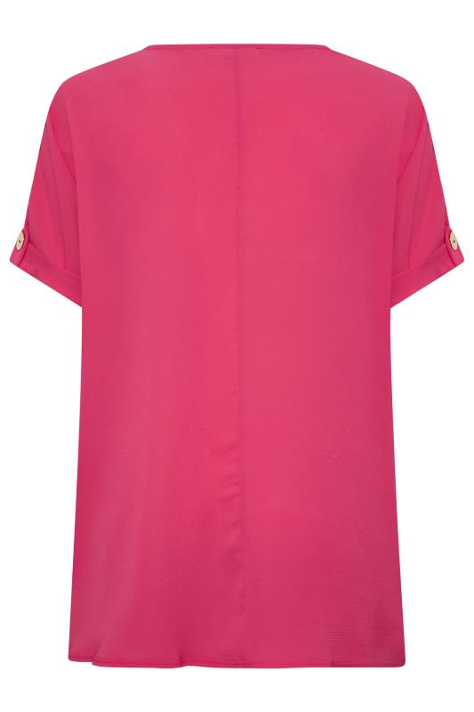 YOURS Curve Plus Size Hot Pink Button Front Blouse | Yours Clothing  7