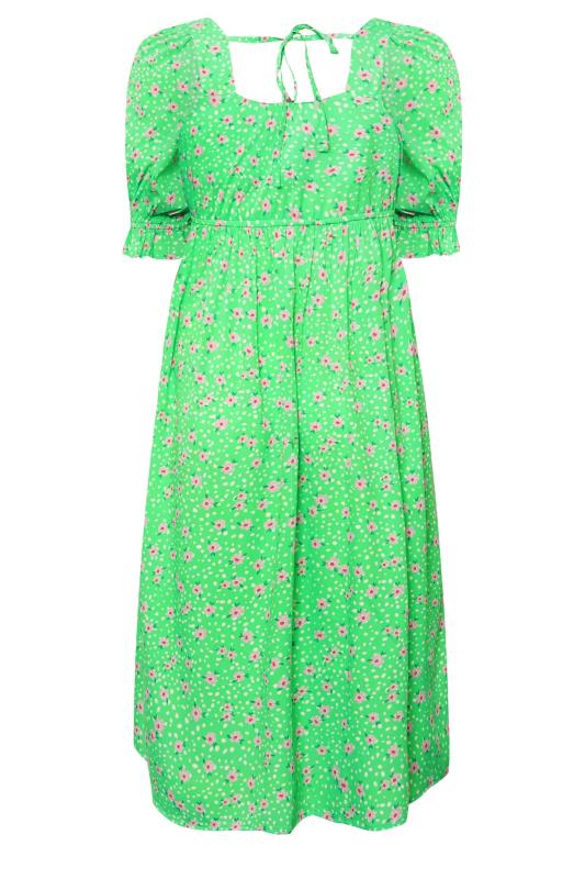LIMITED COLLECTION Plus Size Green Floral Print Sweetheart Dress | Yours Clothing 8