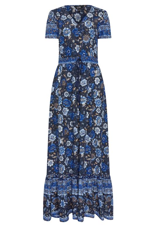 LTS Tall Womens Dark Blue Floral Print Tie Waist Maxi Dress | Long Tall Sally 5