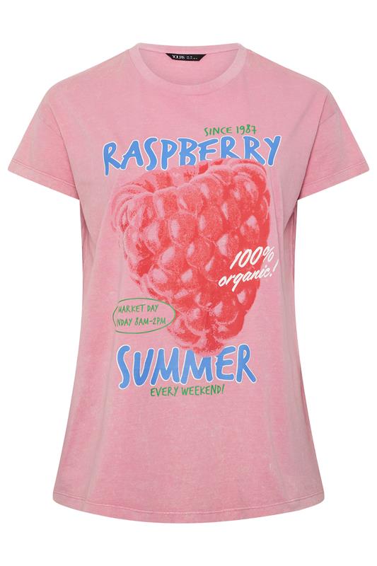YOURS Plus Size Pink Acid Wash 'Raspberry Summer' T-Shirt | Yours Clothing 6