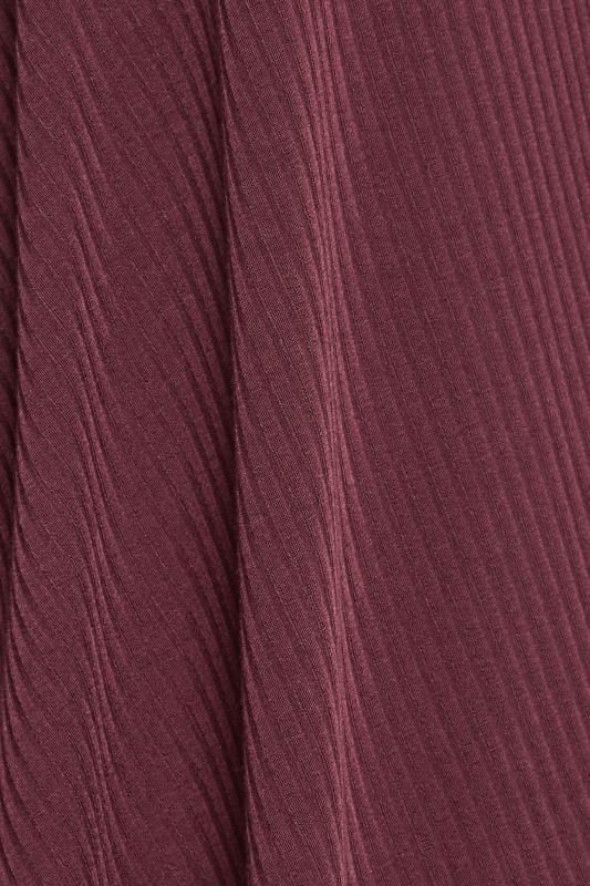 YOURS Plus Size Burgundy Red Ribbed Waterfall Cardigan | Yours Clothing 5