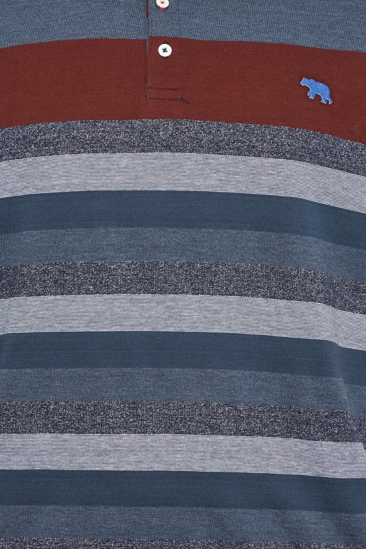 D555 Big & Tall Blue Jacquard Stripe Polo Shirt | BadRhino 4